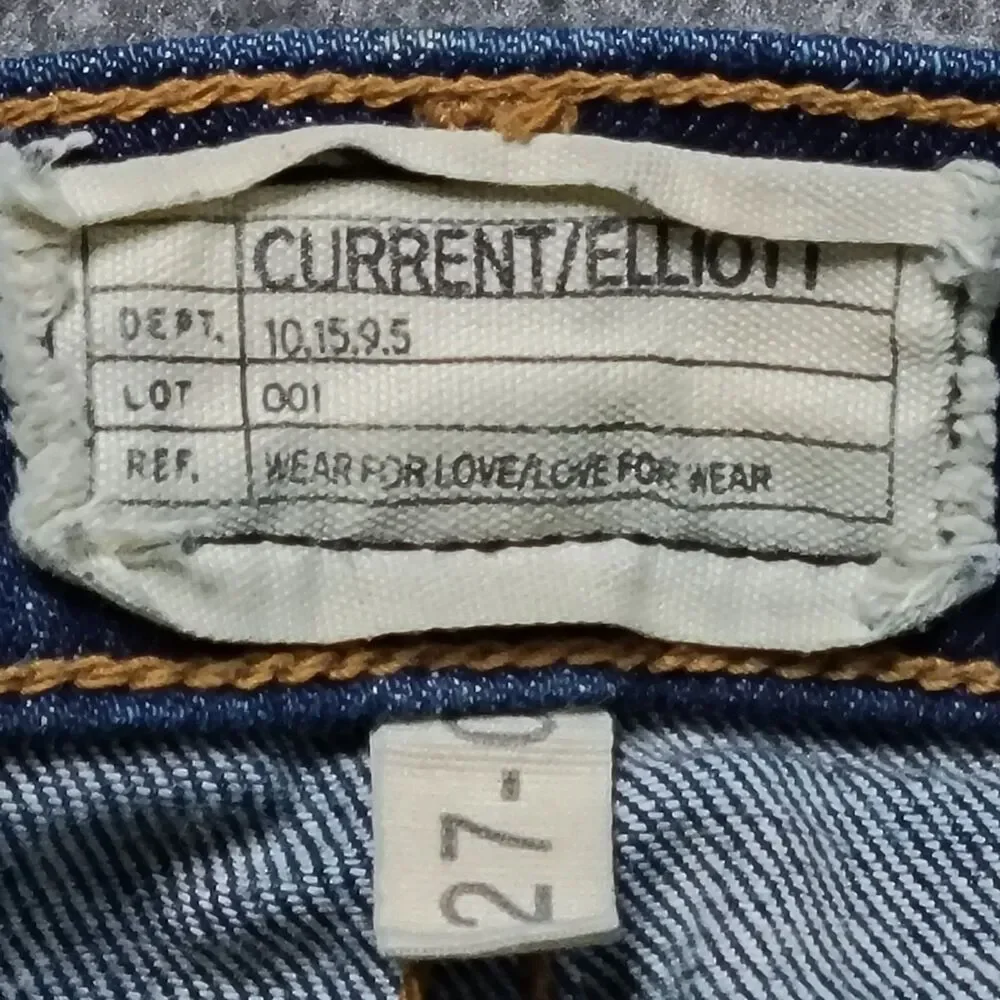 Current Elliott‎ The Stiletto Jeans Old Blue Repair Distressed Size 27